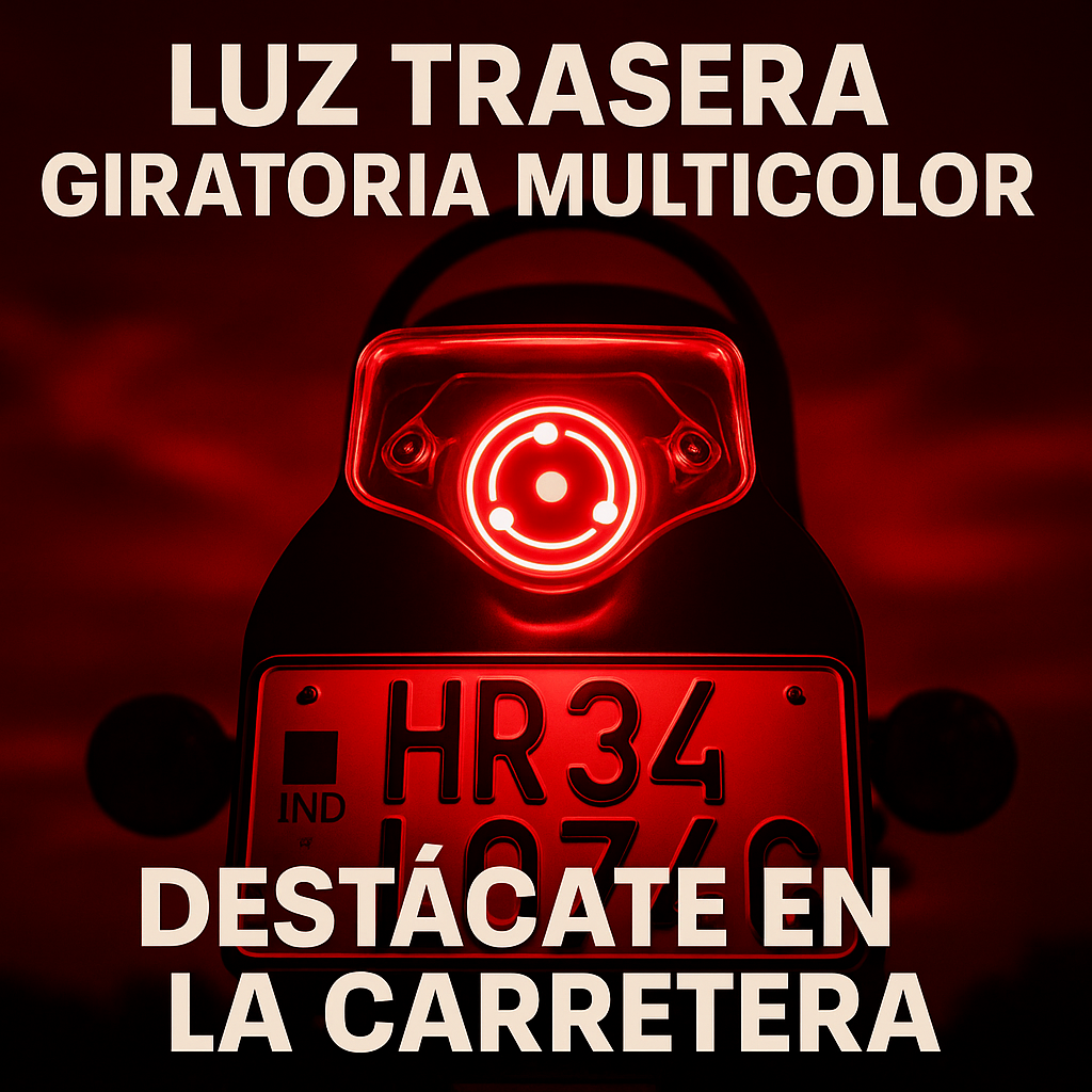 Luz Trasera LED Giratoria Multicolor - Moto 🏍️🔦✨