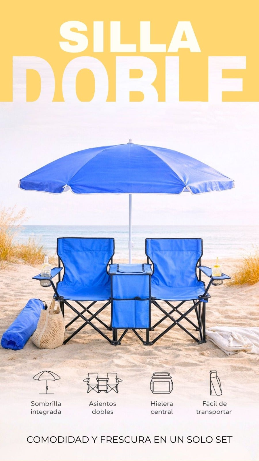 Silla Doble para Playa 🏖️☀️✨